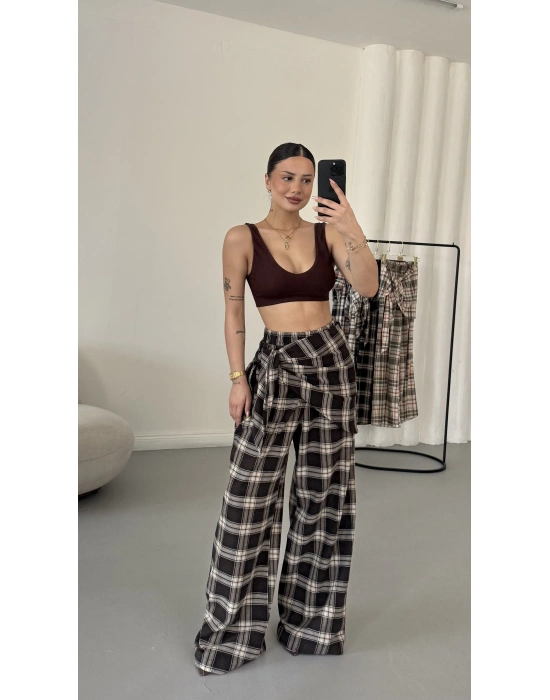 Chelsea Bağlamalı Pantolon - Kahve
