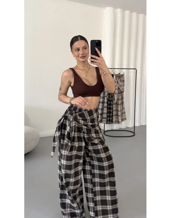 Chelsea Bağlamalı Pantolon - Kahve