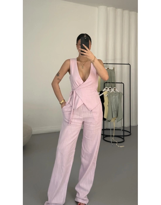 Frida Yelekli Takım - Pembe