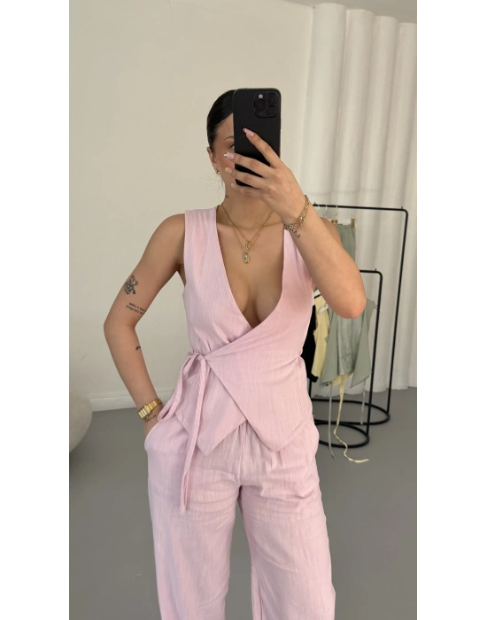 Frida Yelekli Takım - Pembe