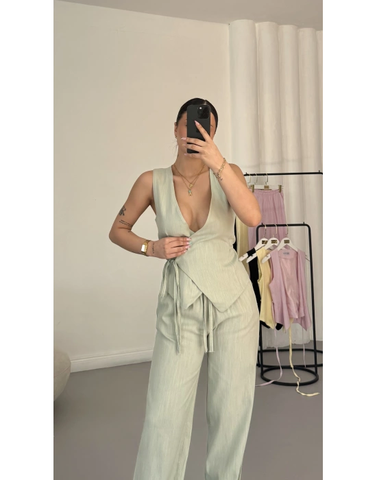 Frida Yelekli Takım - Mint Yeşili