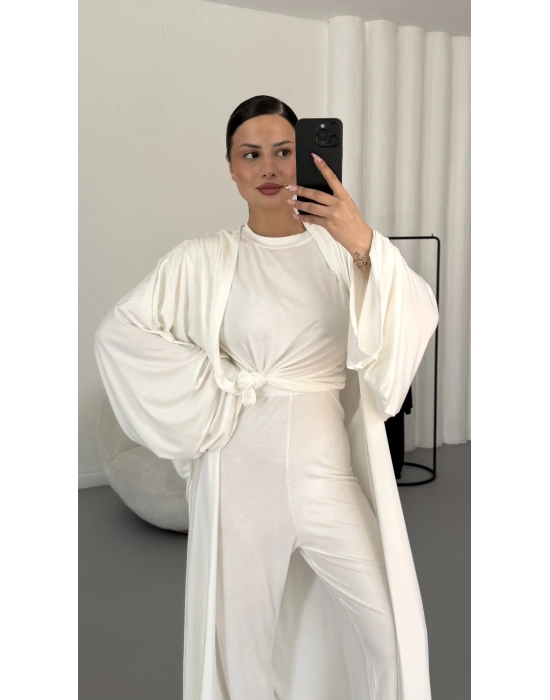 Slyvia Hırkalı Takım - Beyaz