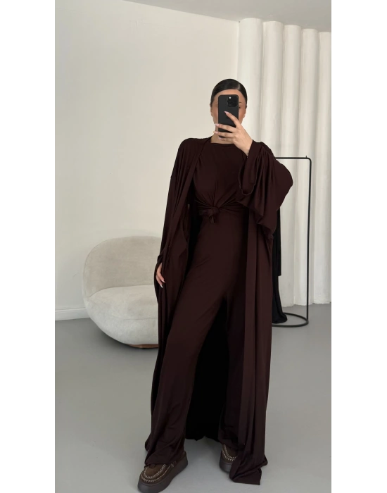 Slyvia Hırkalı Takım - Kahve