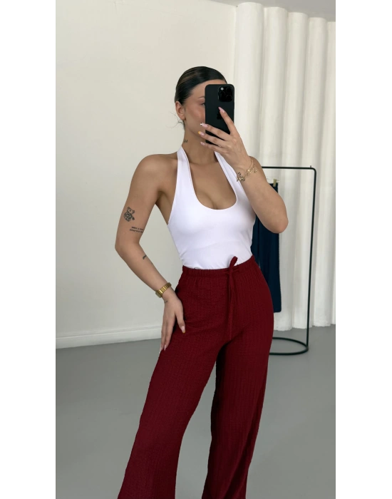 Vera Bürümcük Pantolon - Bordo