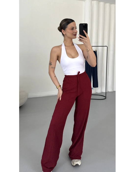 Vera Bürümcük Pantolon - Bordo