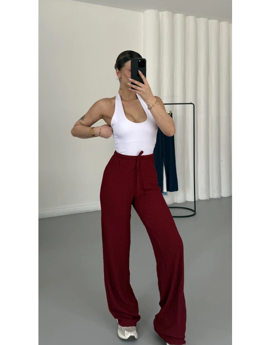 Vera Bürümcük Pantolon - Bordo