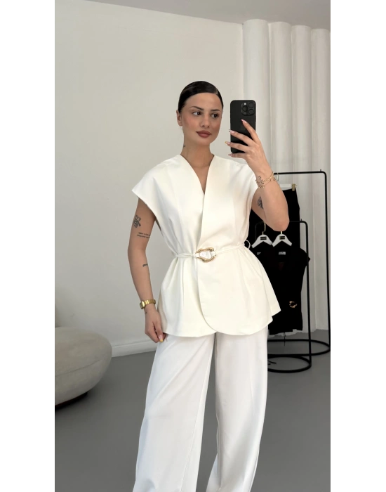 Margot Yelekli Takım - Beyaz
