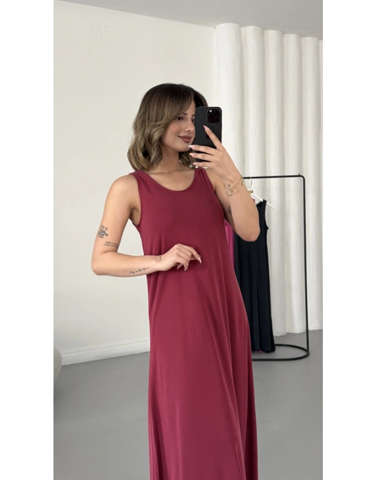 Ashley Salaş Elbise - Bordo