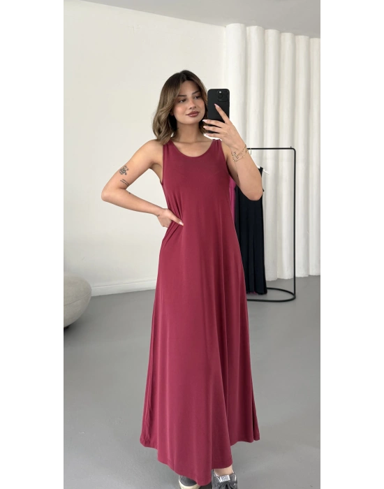 Ashley Salaş Elbise - Bordo