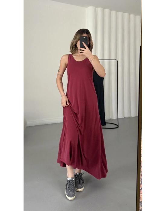 Ashley Salaş Elbise - Bordo