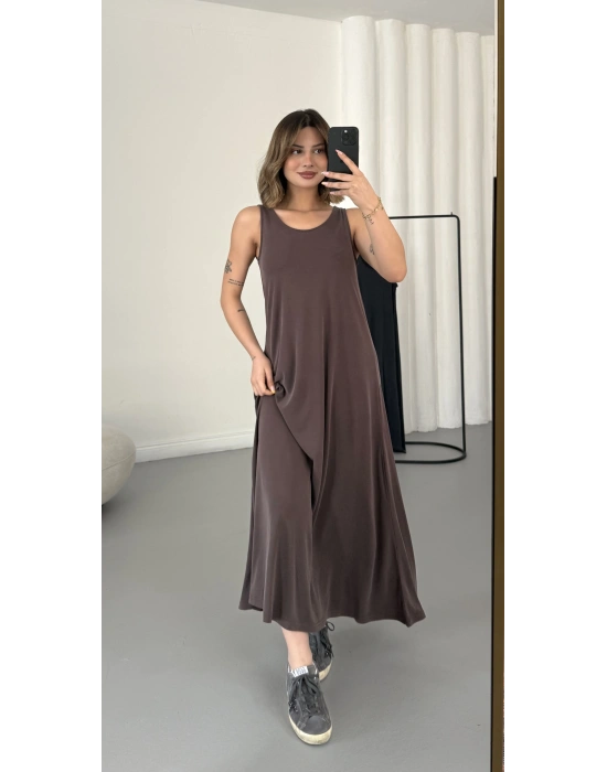 Ashley Salaş Elbise - Kahve