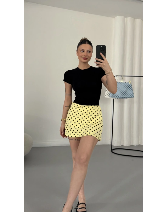 Pamela Puantiyeli Etek - Sarı