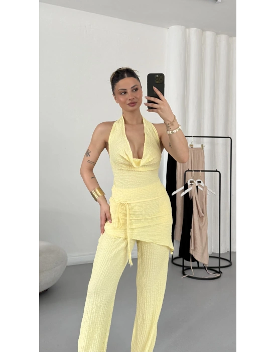 Athena Sırt Dekolte Takım - Sarı