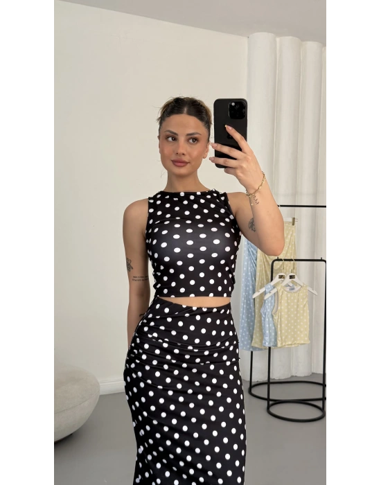 Carina Puantiyeli Takım - Siyah