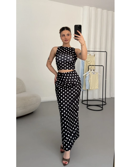 Carina Puantiyeli Takım - Siyah
