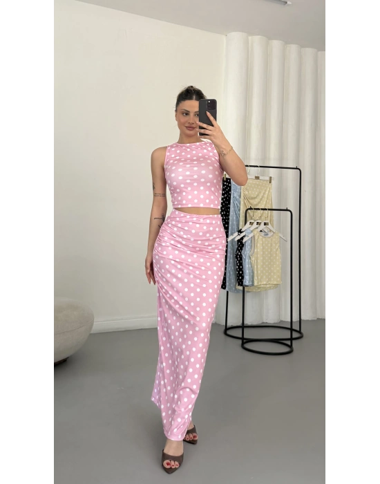 Carina Puantiyeli Takım - Pembe