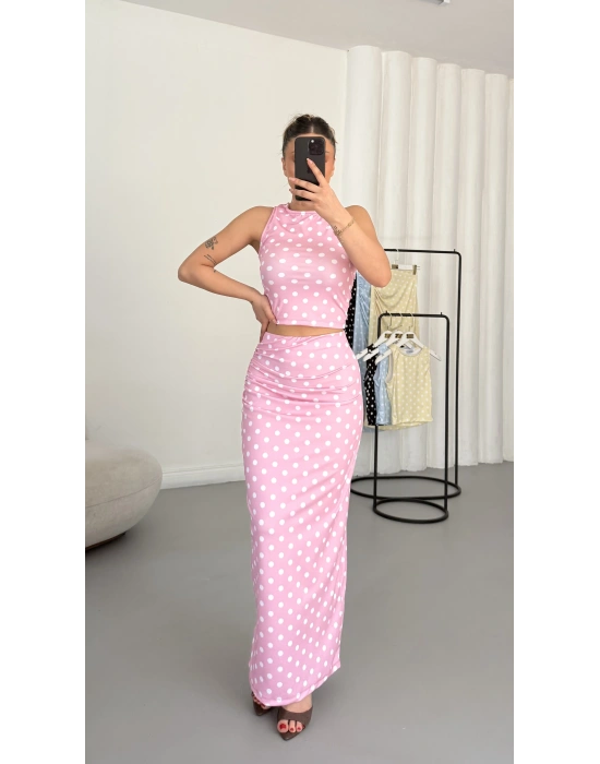 Carina Puantiyeli Takım - Pembe