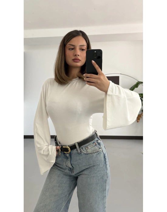 Aalis Yarasa Kol Bluz - Beyaz