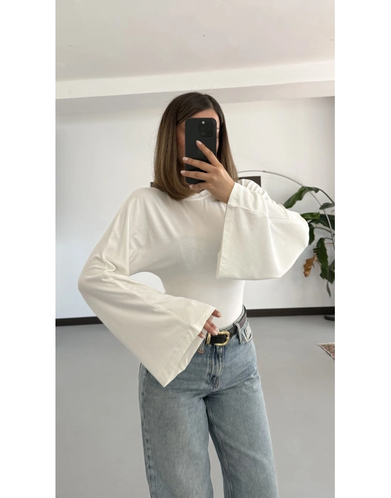 Aalis Yarasa Kol Bluz - Beyaz