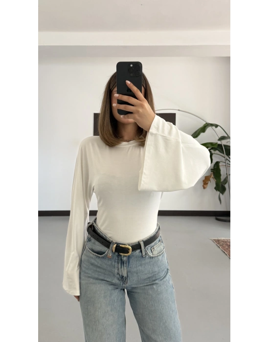 Aalis Yarasa Kol Bluz - Beyaz