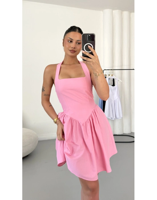 Ada Mini Poplin Elbise - Pembe