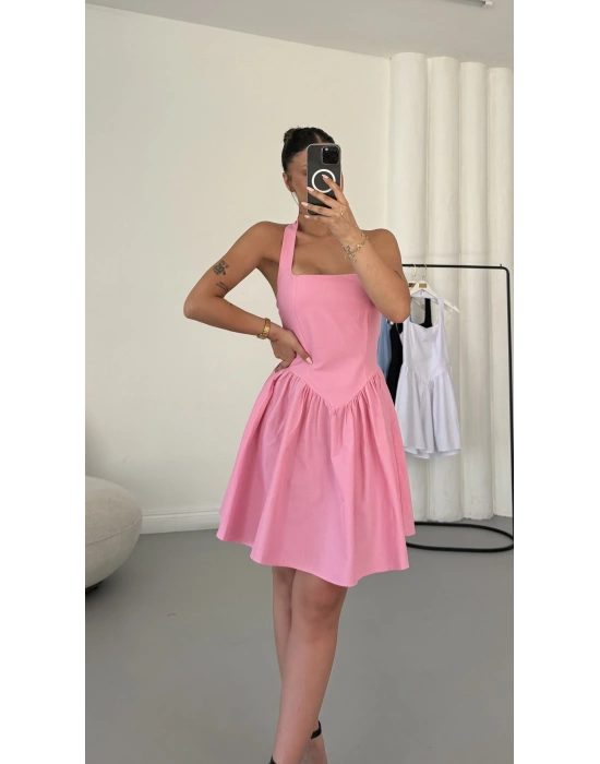 Ada Mini Poplin Elbise - Pembe