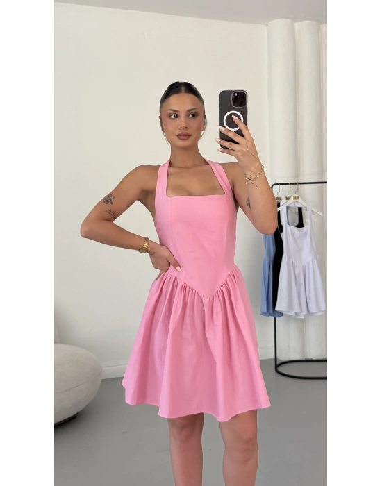 Ada Mini Poplin Elbise - Pembe