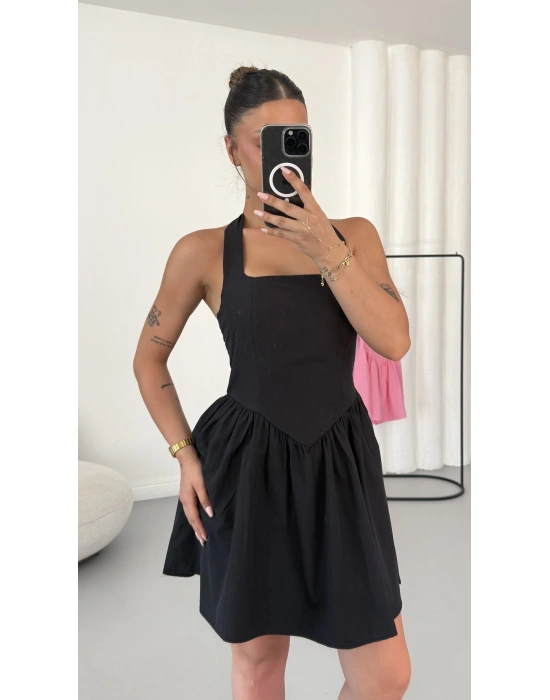 Ada Mini Poplin Elbise - Siyah