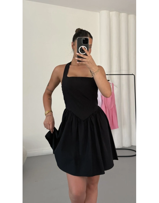 Ada Mini Poplin Elbise - Siyah