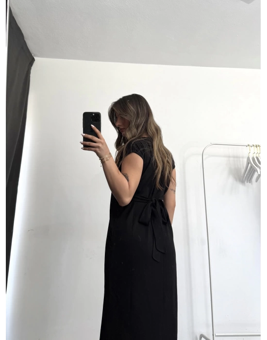 Adelina Kuşaklı Elbise - Siyah