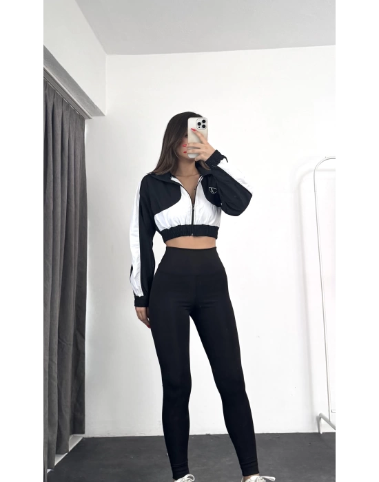 Afro Bomber Crop Ceket - Siyah