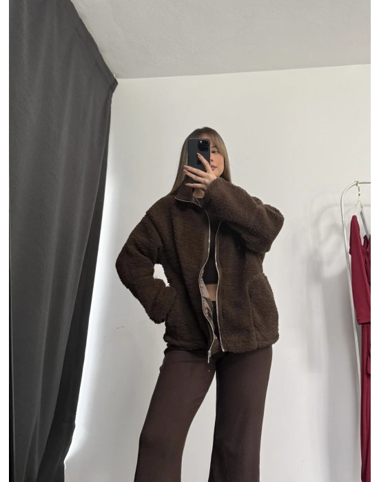 Alexi Peluş Mont - Kahve