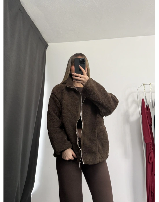 Alexi Peluş Mont - Kahve