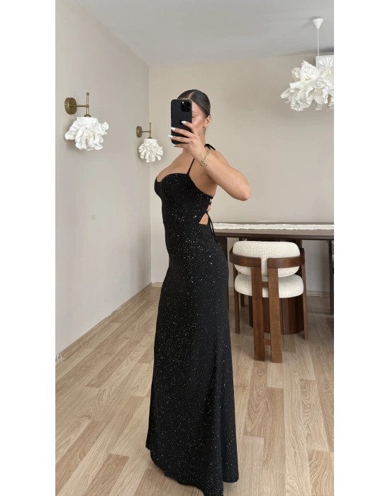 Alina Parıltılı Elbise - Siyah