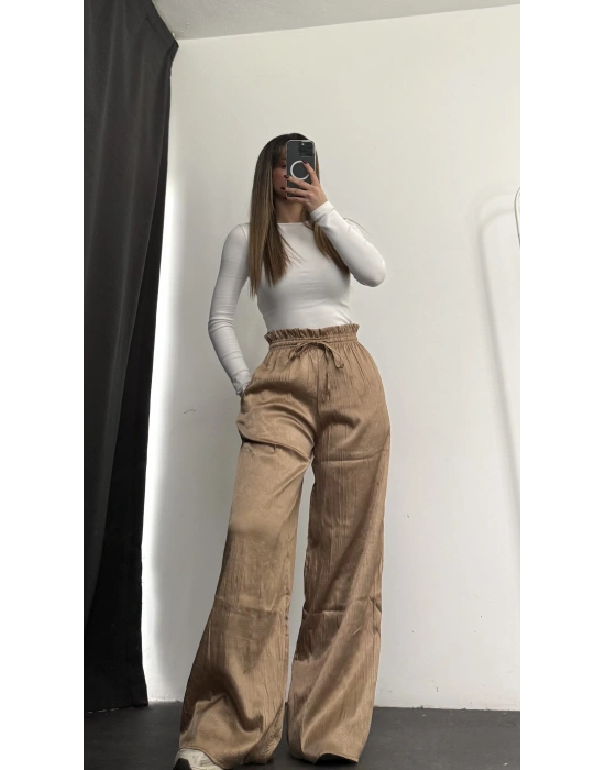 Alita Saten Palazzo Pantolon - Bej
