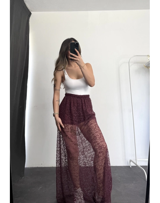 Alya Dantel Etek - Bordo