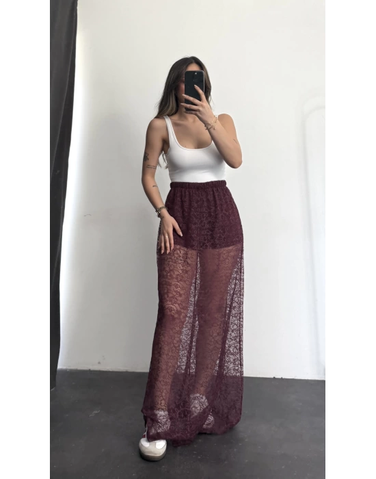 Alya Dantel Etek - Bordo