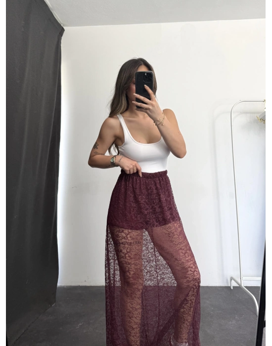 Alya Dantel Etek - Bordo
