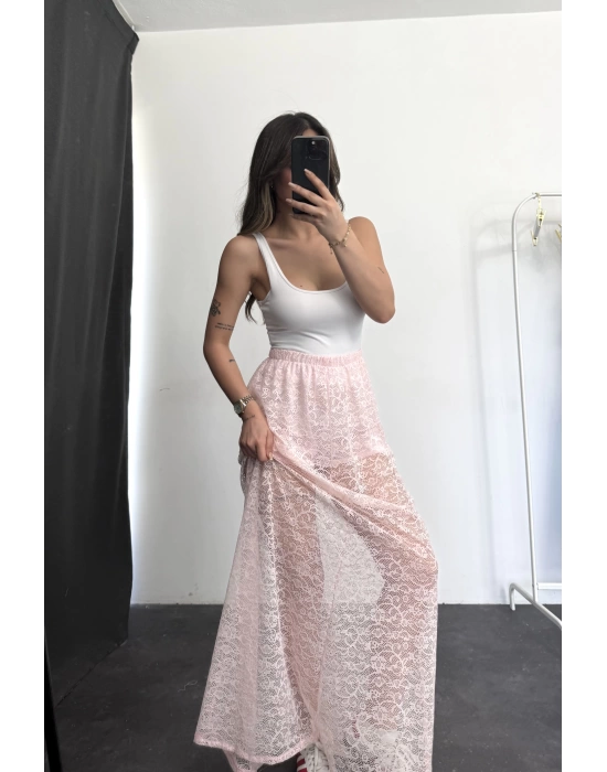 Alya Dantel Etek - Pembe