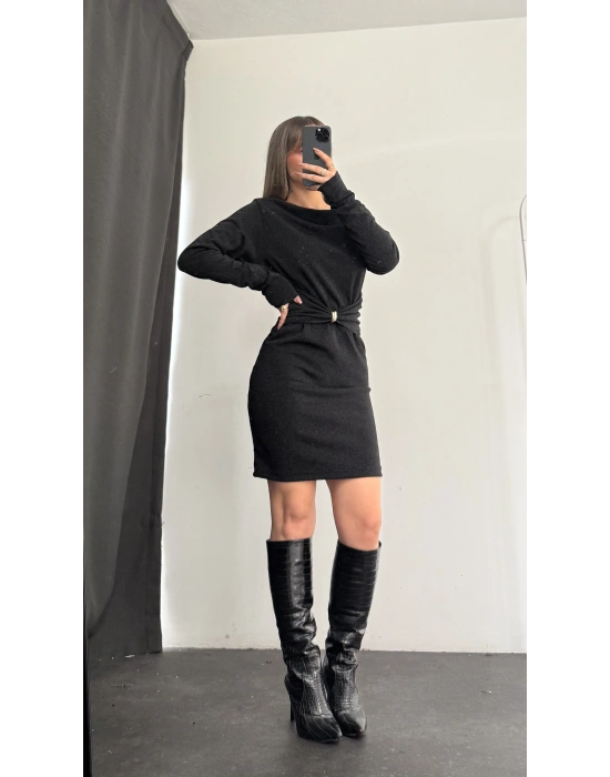 Amelie Simli Elbise - Siyah