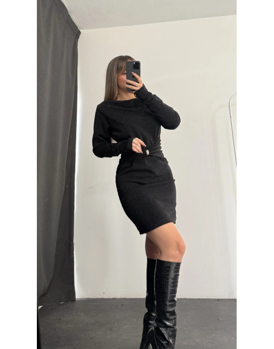 Amelie Simli Elbise - Siyah