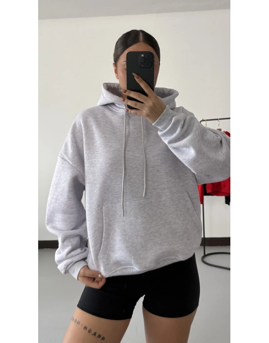 Angel Taşlı Sweatshirt - Gri