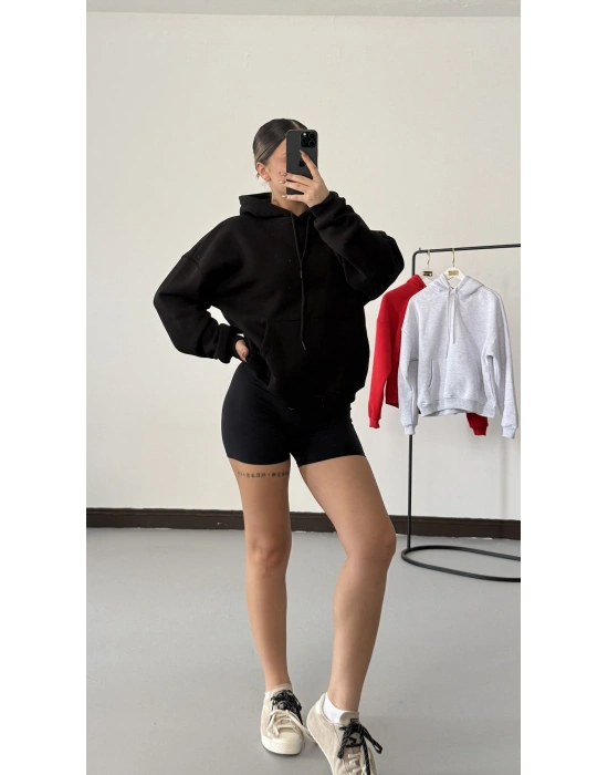 Angel Taşlı Sweatshirt - Siyah