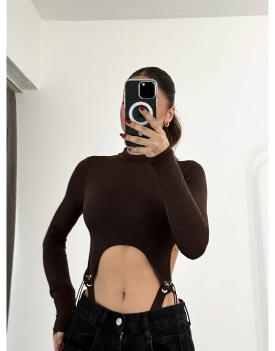 Anya Kuşgözü Detay Bodysuit - Kahve