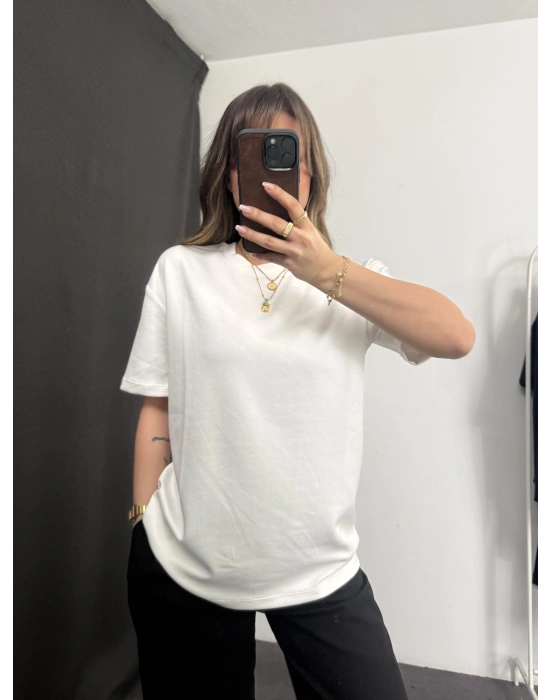 April Oversize Modal Tshirt - Beyaz