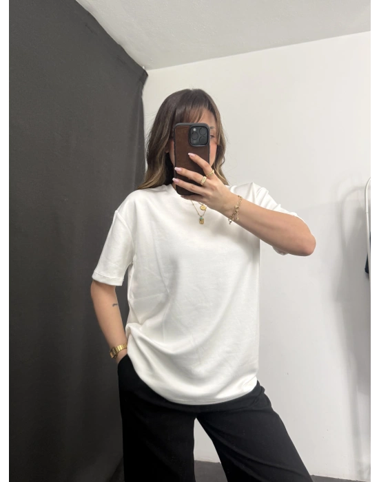 April Oversize Modal Tshirt - Beyaz