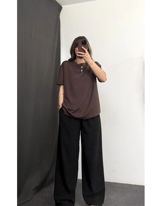April Oversize Modal Tshirt - Kahve