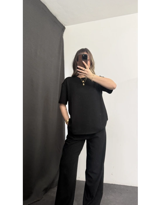 April Oversize Modal Tshirt - Siyah