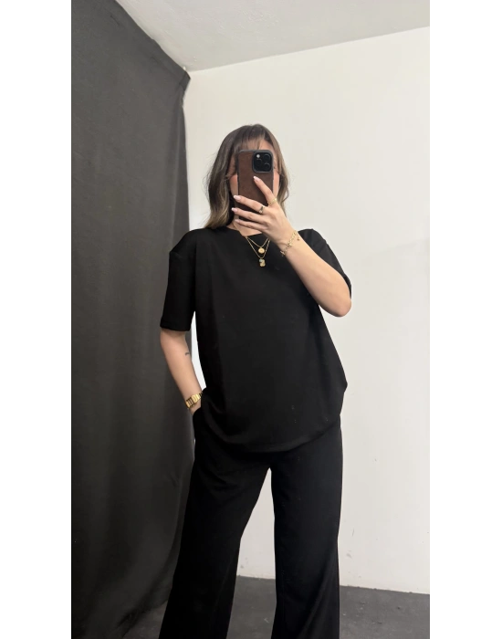 April Oversize Modal Tshirt - Siyah