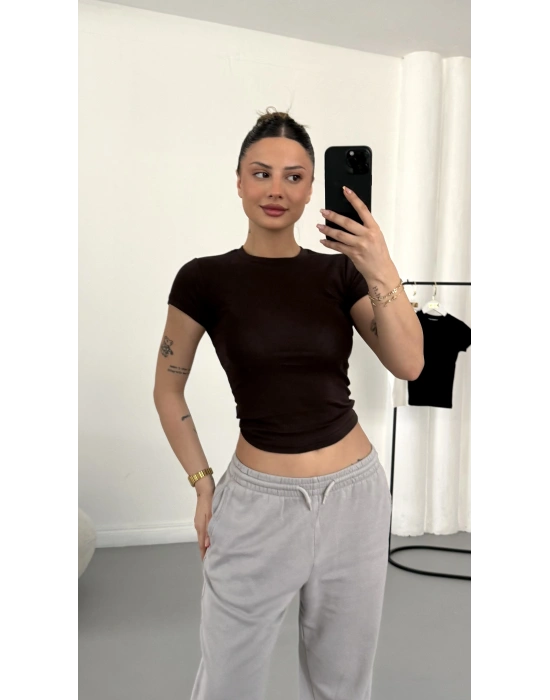 Aria Basic Crop - Kahve
